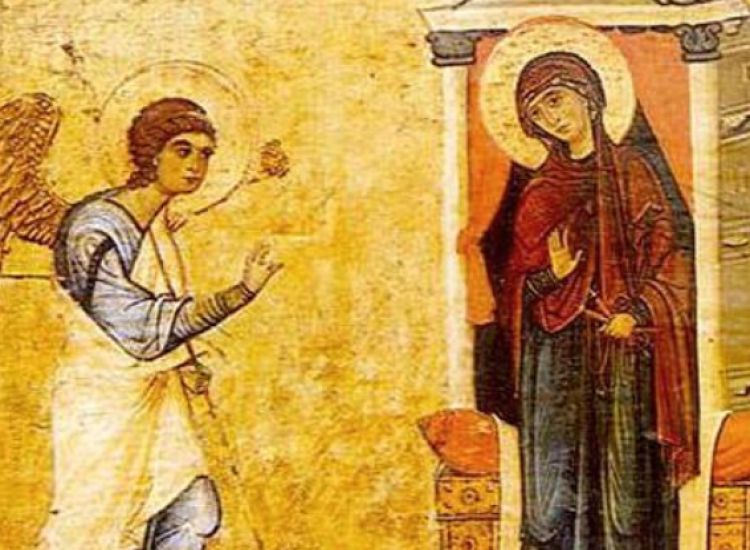 Икона Благовещение с пряжей. Благовещения в картинках у армян.